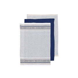 Ladelle Set of 3 Professional Series III Cotton Kitchen Tea Towels Navy 50 x 70 cm - ElectronX Plus