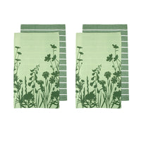 Ladelle Set of 4 Sanctuary Floral Cotton Kitchen Tea Towels 50 x 70 cm Green - ElectronX Plus