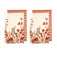 Ladelle Set of 4 Sanctuary Floral Cotton Kitchen Tea Towels 50 x 70 cm Terracotta - ElectronX Plus