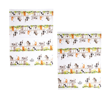 Set of 2 Kitten Adventures Cotton Kitchen Tea Towels 50 x 70 cm Garden - ElectronX Plus