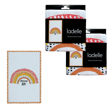 Ladelle Set of 2 Cotton Tea Towels Choose Joy - ElectronX Plus