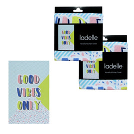 Ladelle Set of 2 Cotton Tea Towels Good Vibes Only - ElectronX Plus