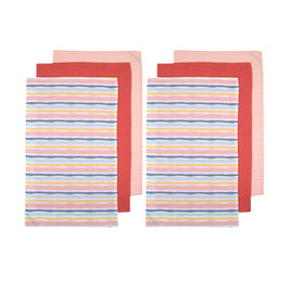 Ladelle Set of 6 Zest Bright Cotton Kitchen Tea Towels 50 x 70 cm Stripes - ElectronX Plus