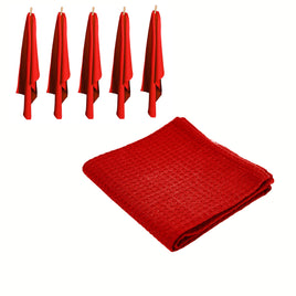 Rans Set of 6 Cotton Waffle Tea Towels 50x70 cm - Red - ElectronX Plus