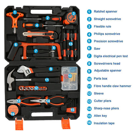 82 Pcs Household Hand Tools Set Hand Tool Kit for Home Office Car Repair Tools - ElectronX Plus