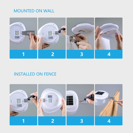 2PCS Monocrystalline solar panel LED Wall Lights for Fence Garden(White) - ElectronX Plus