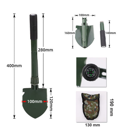 Survival Spade Camping Compass Mini Folding Shovel comes with carrying pouch - ElectronX Plus