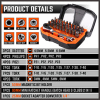 32Piece 1/4" Mini Double Head Screwdriver Bit and Ratchet Set CRV Steel Durable - ElectronX Plus