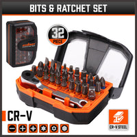 32Piece 1/4" Mini Double Head Screwdriver Bit and Ratchet Set CRV Steel Durable - ElectronX Plus