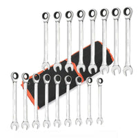 17Pc Ratchet Spanner Set Metric Combination Wrenches Open End Ring CR-V 8-24mm - ElectronX Plus