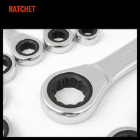 17Pc Ratchet Spanner Set Metric Combination Wrenches Open End Ring CR-V 8-24mm - ElectronX Plus