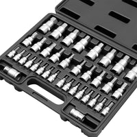 36-Piece Hex Bit Socket Set, SAE and Metric Sizes, S2 Steel Hex Bits, Chrome Vanadium Steel Sockets and Adapters with Storage Case - ElectronX Plus