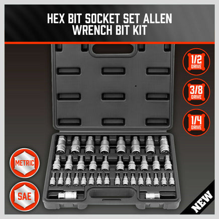 36-Piece Hex Bit Socket Set, SAE and Metric Sizes, S2 Steel Hex Bits, Chrome Vanadium Steel Sockets and Adapters with Storage Case - ElectronX Plus