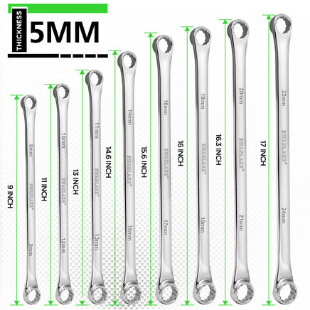 8PC Aviation Spanner Set Extra Long Wrench Double Ring CRV With Bag 8-24mm - ElectronX Plus