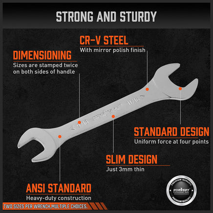 HORUSDY Super Thin 18Pc Wrench Set Open End Spanner 3mm CRV Metric & SAE w Pouch - ElectronX Plus