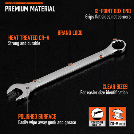 12x Metric Combination Spanner Ring Open Ended Combo Wrench CRV Storage Tool - ElectronX Plus