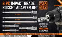 6Pc Drill Socket Adapter Set Long Short Combination Extension Impact Nut Driver - ElectronX Plus