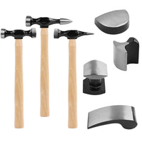 7 Piece Car Dent Auto Body Panel Repair Tool Kit Wooden Handles Beating Hammers - ElectronX Plus