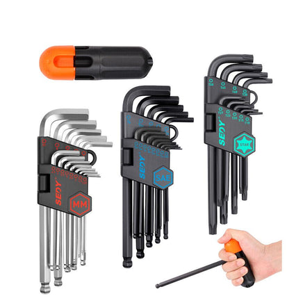 36-Piece Hex Key and Torx Key Set Metric & Imperial Allen Wrench with T-Handle - ElectronX Plus