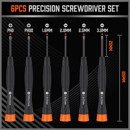 6Pc Precision Screwdriver Set Phillips Slotted Electronic PC Repair Small Driver - ElectronX Plus