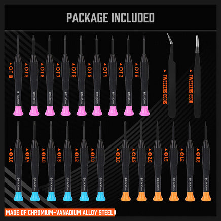 24-Piece Magnetic Precision Screwdriver Set - Small Screwdrivers for Eyeglasses, Phones, Watches Electronics Repair - ElectronX Plus