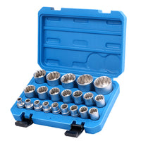 21Pc 12-Point Socket Set 1/2-inch Drive Grip Sleeve Storage Case Metric 8mm-36mm - ElectronX Plus