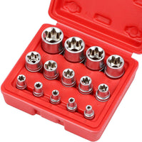 14Pc E Torx Socket Set Female Start Bit External Hex Torque E4-E24 With Case - ElectronX Plus