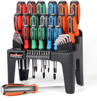 44-Piece Impact Screwdriver Set with Magnetic Bits, High Torque Hex Keys and Rack with Color Grip - ElectronX Plus