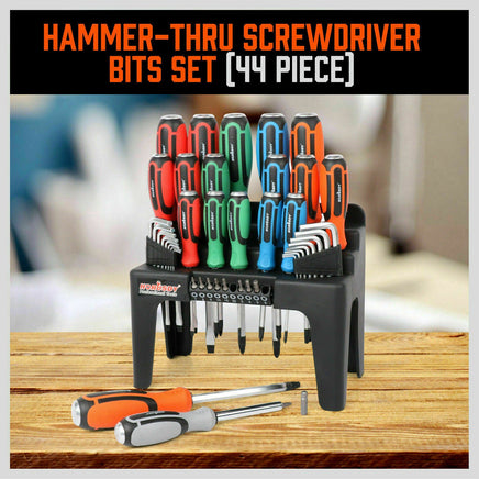 44-Piece Impact Screwdriver Set with Magnetic Bits, High Torque Hex Keys and Rack with Color Grip - ElectronX Plus