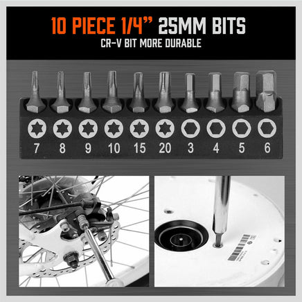 44-Piece Impact Screwdriver Set with Magnetic Bits, High Torque Hex Keys and Rack with Color Grip - ElectronX Plus