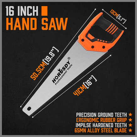 16" Hand Saw Sharp Cut Wood Plastic Cutting Heavy Duty Crosscut Saw 505mm Long - ElectronX Plus