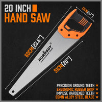 20" Hand Saw Sharp Cut Wood Plastic Cutting Heavy Duty Crosscut Saw 600mm Long - ElectronX Plus