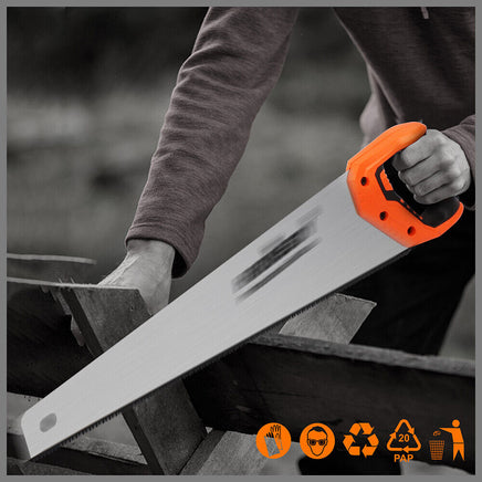 20" Hand Saw Sharp Cut Wood Plastic Cutting Heavy Duty Crosscut Saw 600mm Long - ElectronX Plus