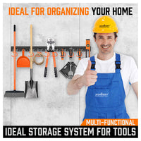 64" Wall Mount Tool Hanger Garden Storage Organizer Mop Broom Holder Hook Pegs - ElectronX Plus