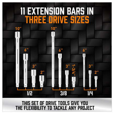 20Pc Socket Extension & Adaptor Set Flexible Joint Reducer Combination Drive Kit - ElectronX Plus