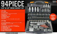 94Pc Socket Ratchet Wrench Set Screwdriver Bits Extension Torx Hex 1/4" 1/2" Dr. - ElectronX Plus