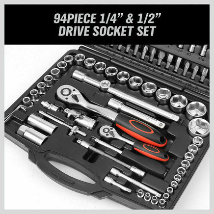 94Pc Socket Ratchet Wrench Set Screwdriver Bits Extension Torx Hex 1/4" 1/2" Dr. - ElectronX Plus