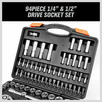 94Pc Socket Ratchet Wrench Set Screwdriver Bits Extension Torx Hex 1/4" 1/2" Dr. - ElectronX Plus