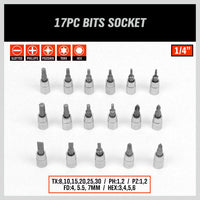 94Pc Socket Ratchet Wrench Set Screwdriver Bits Extension Torx Hex 1/4" 1/2" Dr. - ElectronX Plus