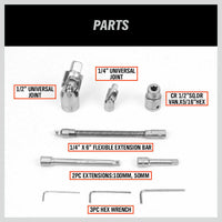 94Pc Socket Ratchet Wrench Set Screwdriver Bits Extension Torx Hex 1/4" 1/2" Dr. - ElectronX Plus