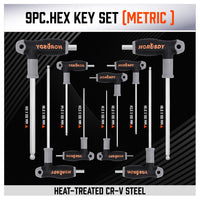 18-Piece T-Handle Hex Key Set, SAE/Imperial & Metric Sizes Allen Wrench Set Long Arm with Ball End - ElectronX Plus