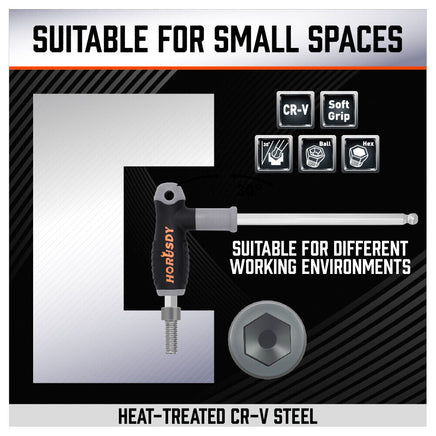 18-Piece T-Handle Hex Key Set, SAE/Imperial & Metric Sizes Allen Wrench Set Long Arm with Ball End - ElectronX Plus