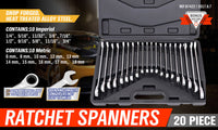 20Pc Ratchet Spanner Set Metric & Imperial Combination Wrench Open End Ring CR-V - ElectronX Plus