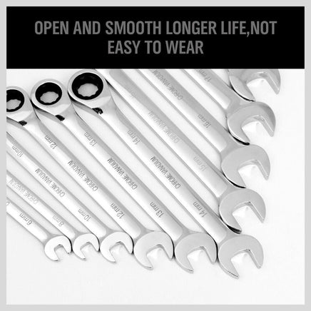 20Pc Ratchet Spanner Set Metric & Imperial Combination Wrench Open End Ring CR-V - ElectronX Plus