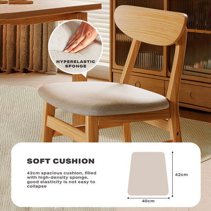 Dining Chairs Kitchen Chair Natural Wood Linen Fabric Cafe Lounge Chairs - ElectronX Plus