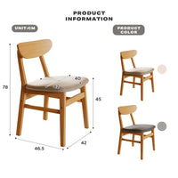 Dining Chairs Kitchen Chair Natural Wood Linen Fabric Cafe Lounge Chairs - ElectronX Plus