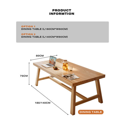 1.8M Solid Wood Dining Table Square Dining Table Dining Table Kitchen Furniture - ElectronX Plus