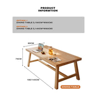 1.4M Solid Wood Dining Table Square Dining Table Dining Table Kitchen Furniture - ElectronX Plus