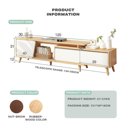 Adjustable TV Stand Entertainment Unit 120-190cm with Storage Drawer Cabinet - ElectronX Plus