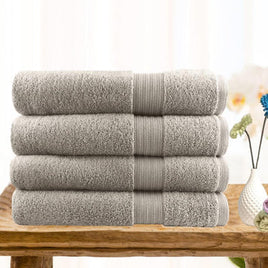 4 piece ultra light cotton bath towels in beige - ElectronX Plus